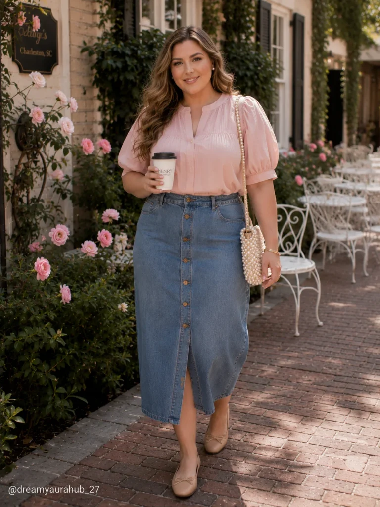 Plus Size Denim Skirt Outfits