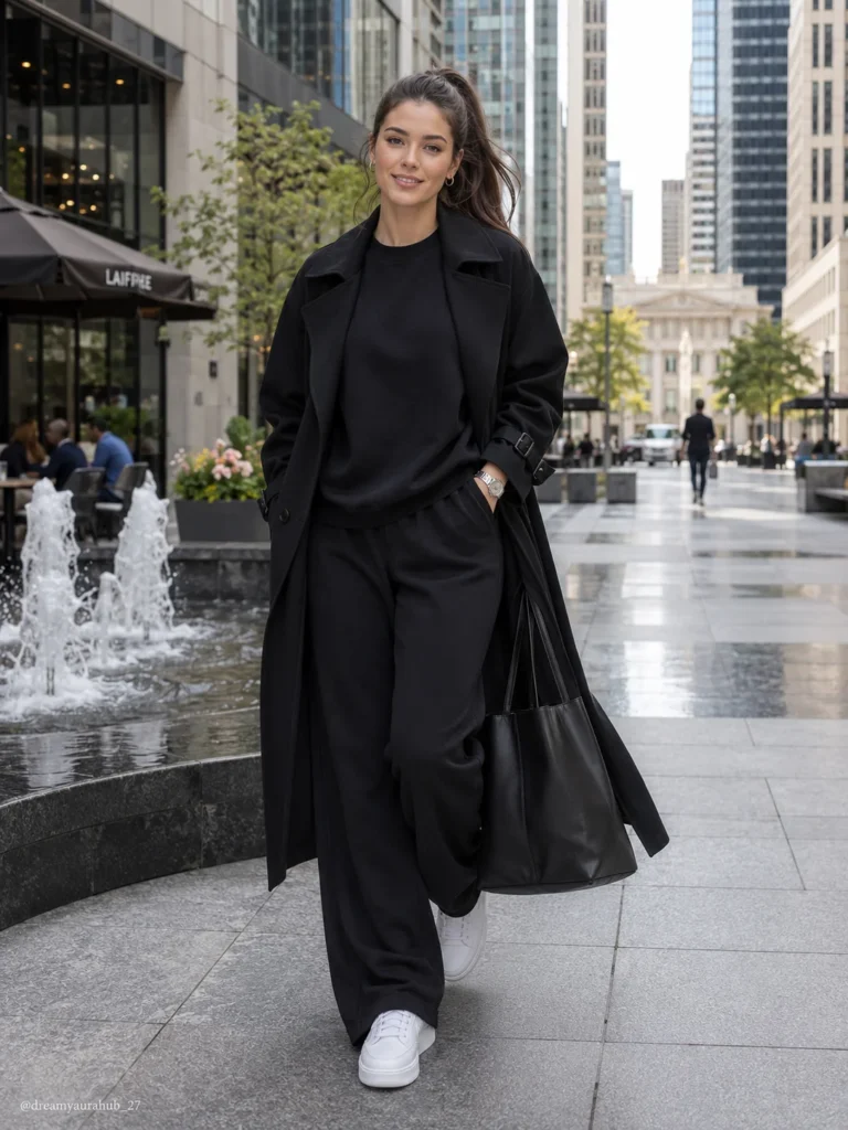 Trench Coat Over Sweatset