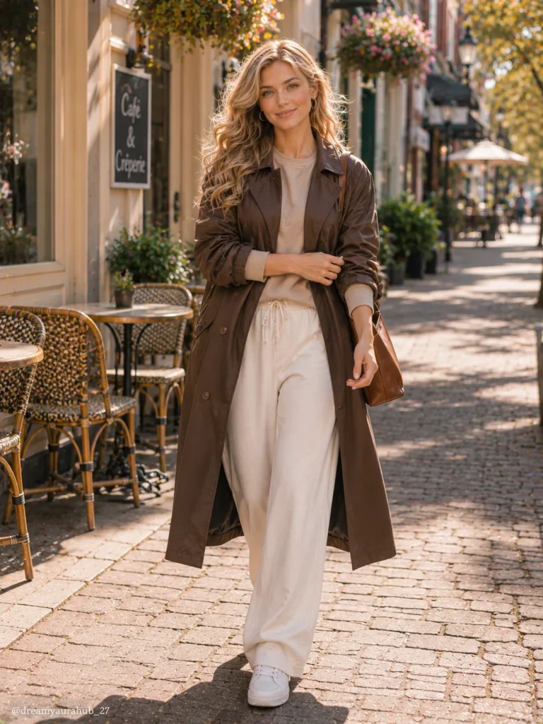 Trench Coat Over Sweatset
