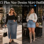 The Confidence Boost You Need? It Starts With These 15 Plus Size Denim Skirt Outfits 🌸💙